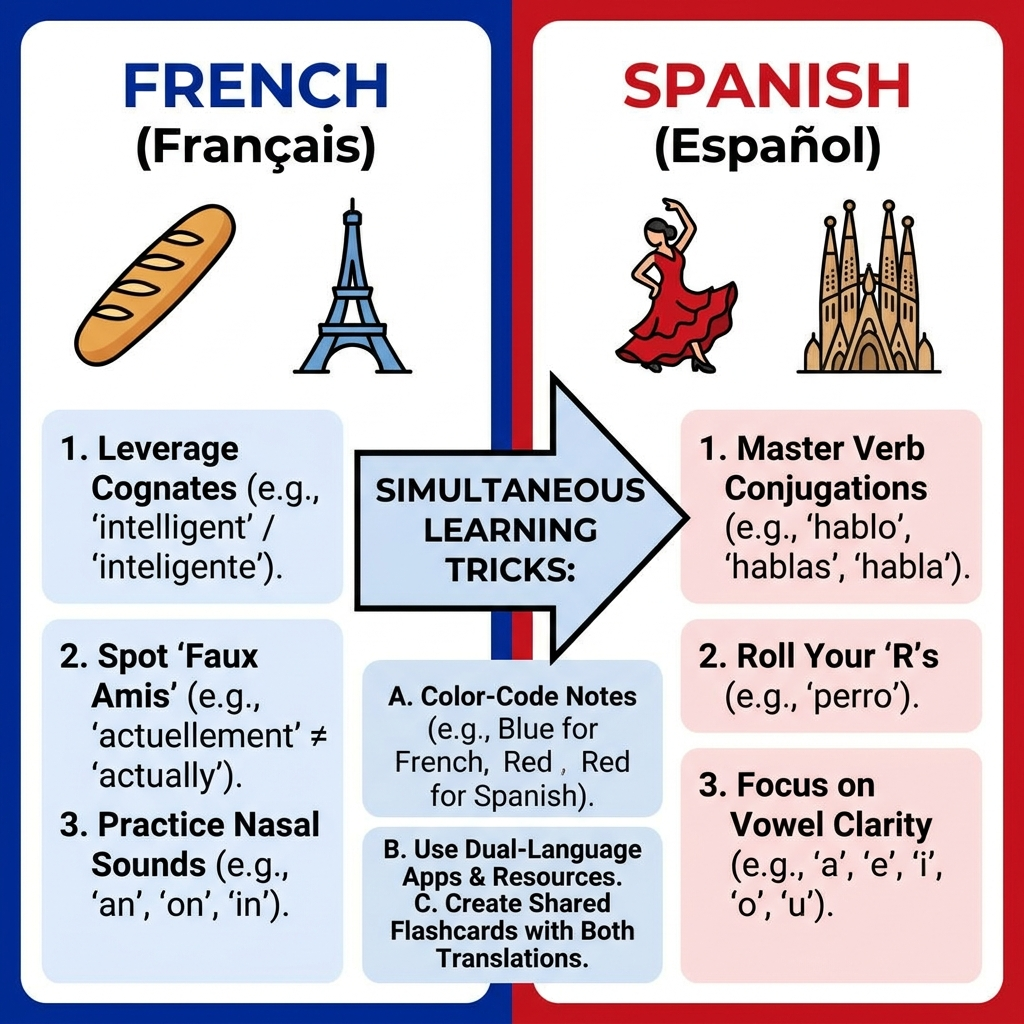 Learning French and Spanish at the Same Time: The Tricks You Need