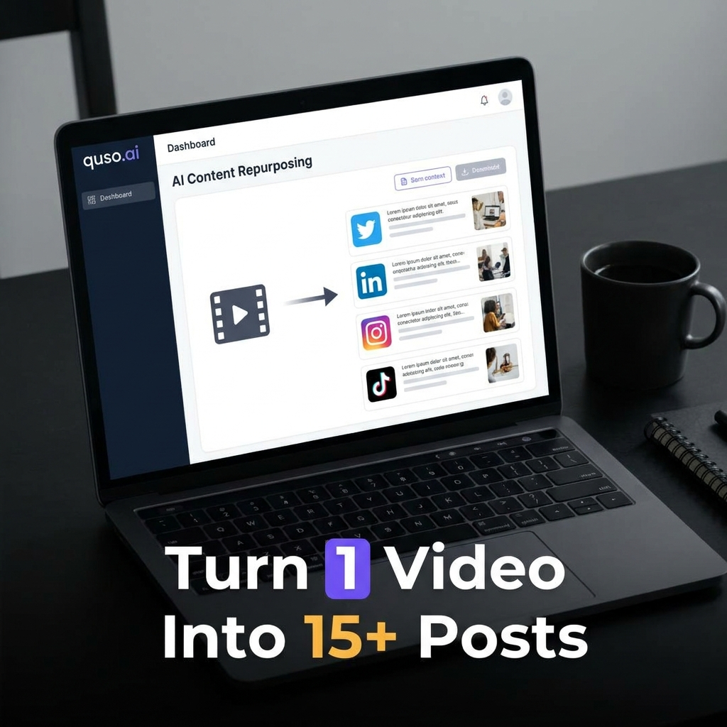AI Content Repurposing Tool — Turn 1 Video Into 15+ Posts | quso.ai